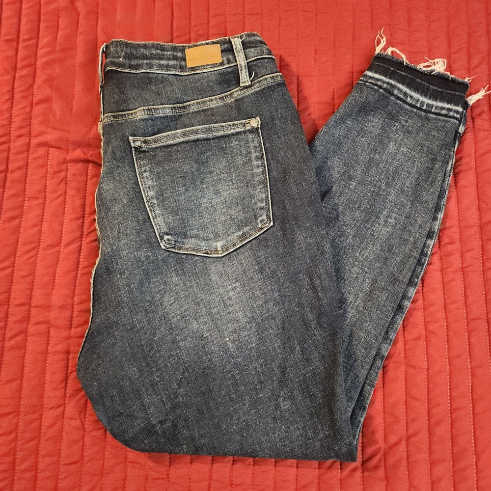 E30 Judy Blue Skinny Fit Distressed Raw Hem Jeans Dark Wash JB88417 Size 16W